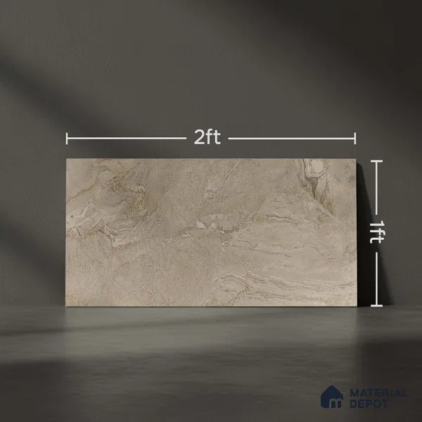 Marble Wall Tile TL 05319 C Splendore Engraved Petals Dark 2 ft x 1 ft Ceramic Matte Finish - 9 mm | Suitable for Kitchen, Bathroom & Balcony Walls (Sample)