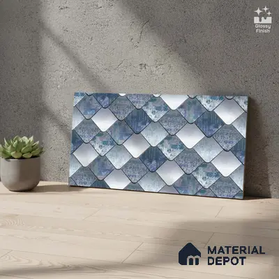 Abstract Wall Tile TL 05321 B Splendore Glacier Scala Highlighter 2 ft x 1 ft Ceramic Glossy Finish - 9 mm | Suitable for Kitchen, Bathroom & Balcony Walls
