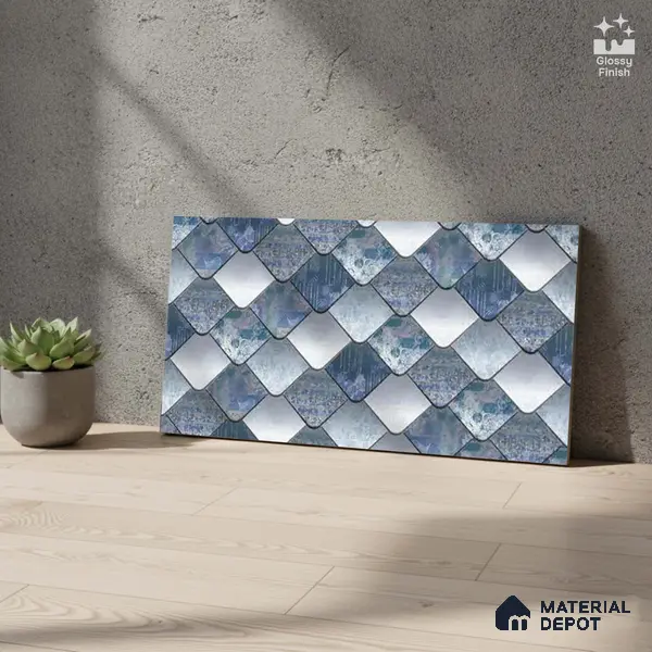 Abstract Wall Tile TL 05321 B Splendore Glacier Scala Highlighter 2 ft x 1 ft Ceramic Glossy Finish - 9 mm | Suitable for Kitchen, Bathroom & Balcony Walls