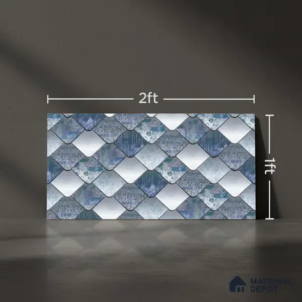 Abstract Wall Tile TL 05321 B Splendore Glacier Scala Highlighter 2 ft x 1 ft Ceramic Glossy Finish - 9 mm | Suitable for Kitchen, Bathroom & Balcony Walls