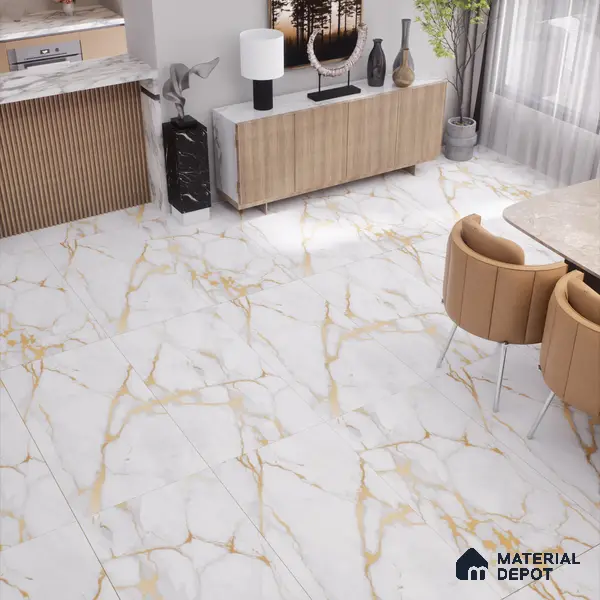Marble Floor & Wall Tile TL 05621 Marco Golden 4 ft x 2 ft Matte Finish Vitrified Tile - 9 mm