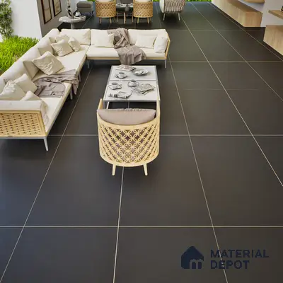 Stone Floor & Wall Tile | TL 00776 Charcoal Black 4 ft x 2 ft Matte Finish Full Body Vitrified Tile - 9 mm | Suitable For Living Room, Bedroom, Bathroom