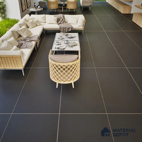 Stone Floor & Wall Tile | TL 00776 Charcoal Black 4 ft x 2 ft Matte Finish Full Body Vitrified Tile - 9 mm | Suitable For Living Room, Bedroom, Bathroom