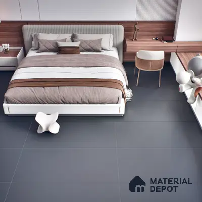 Stone Floor & Wall Tile | TL 00776 Charcoal Black 4 ft x 2 ft Matte Finish Full Body Vitrified Tile - 9 mm | Suitable For Living Room, Bedroom, Bathroom