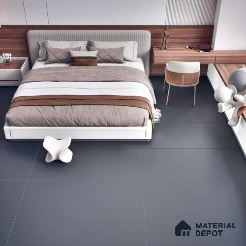 Stone Floor & Wall Tile | TL 00776 Charcoal Black 4 ft x 2 ft Matte Finish Full Body Vitrified Tile - 9 mm | Suitable For Living Room, Bedroom, Bathroom