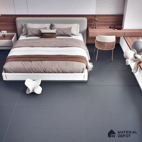 Stone Floor & Wall Tile | TL 00776 Charcoal Black 4 ft x 2 ft Matte Finish Full Body Vitrified Tile - 9 mm | Suitable For Living Room, Bedroom, Bathroom
