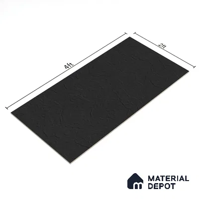 Stone Floor & Wall Tile | TL 00750 Charcoal Black Stone 4 ft x 2 ft Punch Matte Finish Full Body Vitrified Tile - 9 mm | Suitable For Living Room, Bedroom, Bathroom (Sample)