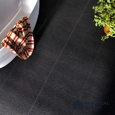 Stone Floor & Wall Tile | TL 00750 Charcoal Black Stone 4 ft x 2 ft Punch Matte Finish Full Body Vitrified Tile - 9 mm | Suitable For Living Room, Bedroom, Bathroom (Sample)