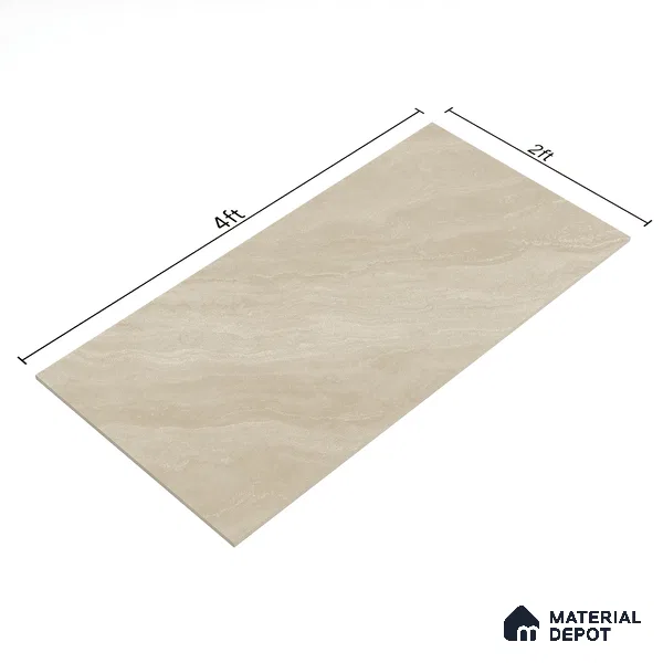 Marble Floor & Wall Tile | TL 00942 Marmi Apricot 4 ft x 2 ft Matte Finish Full Body Vitrified Tile - 9 mm | Suitable For Living Room, Bedroom, Dining Area