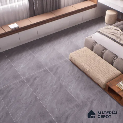 Marble Floor & Wall Tile | TL 00748 Marmi Slate Grey 4 ft x 2 ft Matte Finish Full Body Vitrified Tile - 9 mm | Suitable For Living Room, Bedroom, Dining Area