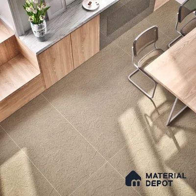 Stone Floor & Wall Tile | TL 00763 Mushroom Stone 4 ft x 2 ft Punch Matte Finish Full Body Vitrified Tile - 9 mm | Suitable For Living Room, Bedroom, Bathroom
