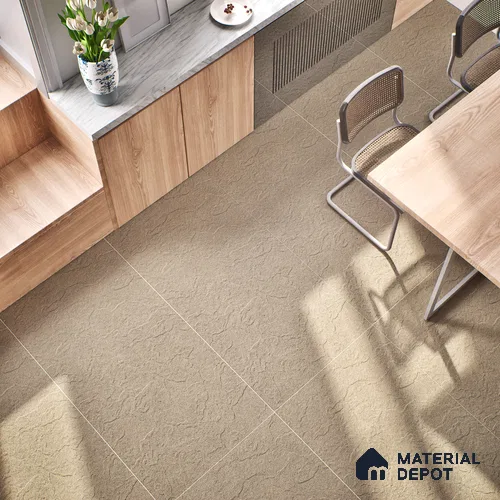 Stone Floor & Wall Tile | TL 00763 Mushroom Stone 4 ft x 2 ft Punch Matte Finish Full Body Vitrified Tile - 9 mm | Suitable For Living Room, Bedroom, Bathroom