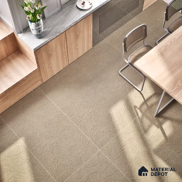 Stone Floor & Wall Tile | TL 00763 Mushroom Stone 4 ft x 2 ft Punch Matte Finish Full Body Vitrified Tile - 9 mm | Suitable For Living Room, Bedroom, Bathroom