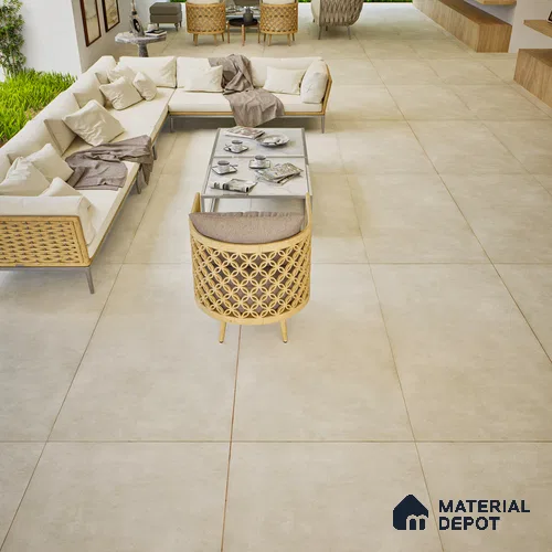 Stone Floor & Wall Tile | TL 00773 Raw Bianco 4 ft x 2 ft Matte Finish Full Body Vitrified Tile - 9 mm | Suitable For Living Room, Bedroom, Bathroom