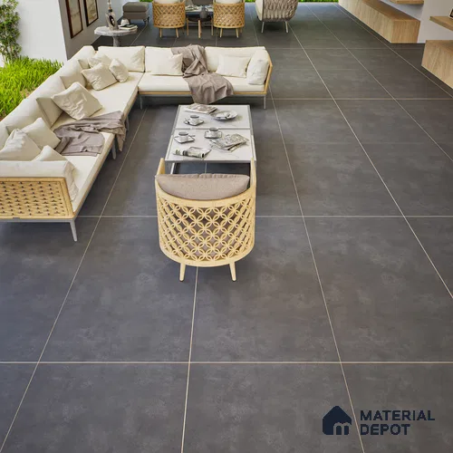 Cement Floor & Wall Tile | TL 00771 Raw Slate Grey 4 ft x 2 ft Matte Finish Full Body Vitrified Tile - 9 mm | Suitable For Living Room, Bedroom, Bathroom