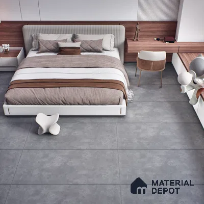 Cement Floor & Wall Tile | TL 00771 Raw Slate Grey 4 ft x 2 ft Matte Finish Full Body Vitrified Tile - 9 mm | Suitable For Living Room, Bedroom, Bathroom