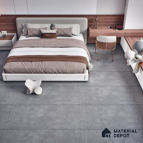 Cement Floor & Wall Tile | TL 00771 Raw Slate Grey 4 ft x 2 ft Matte Finish Full Body Vitrified Tile - 9 mm | Suitable For Living Room, Bedroom, Bathroom