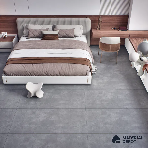 Cement Floor & Wall Tile | TL 00771 Raw Slate Grey 4 ft x 2 ft Matte Finish Full Body Vitrified Tile - 9 mm | Suitable For Living Room, Bedroom, Bathroom