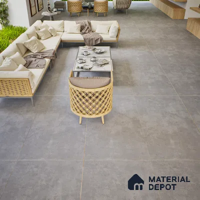 Stone Floor & Wall Tile | TL 00772 Raw Steel Grey 4 ft x 2 ft Matte Finish Full Body Vitrified Tile - 9 mm | Suitable For Living Room, Bedroom, Bathroom (Sample)