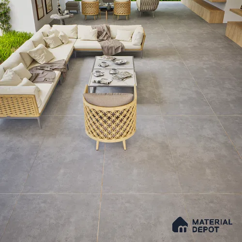 Stone Floor & Wall Tile | TL 00772 Raw Steel Grey 4 ft x 2 ft Matte Finish Full Body Vitrified Tile - 9 mm | Suitable For Living Room, Bedroom, Bathroom