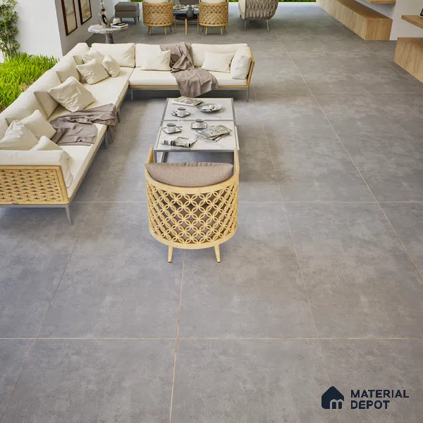 Stone Floor & Wall Tile | TL 00772 Raw Steel Grey 4 ft x 2 ft Matte Finish Full Body Vitrified Tile - 9 mm | Suitable For Living Room, Bedroom, Bathroom (Sample)