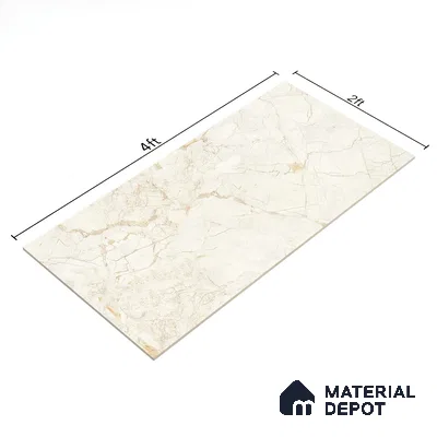 Marble Floor & Wall Tile TL 02206 Marine Beige 4 ft x 2 ft Glossy Finish Vitrified Tile - 9 mm (Random 5)