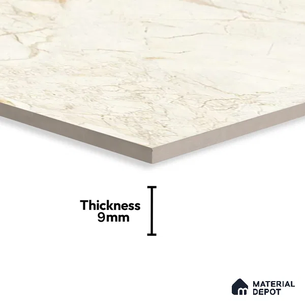 Marble Floor & Wall Tile TL 02206 Marine Beige 4 ft x 2 ft Glossy Finish Vitrified Tile - 9 mm (Random 5)