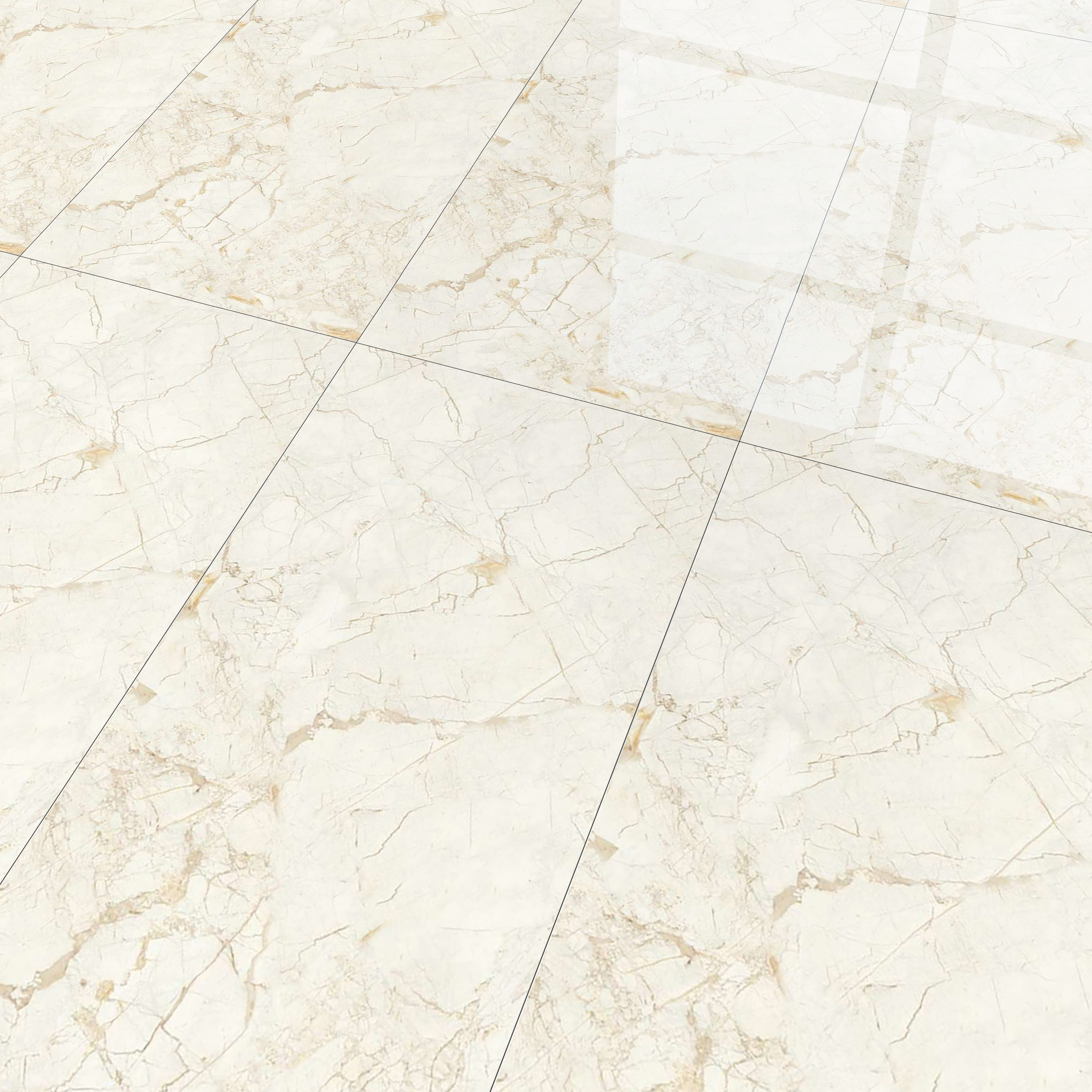 Marble Floor & Wall Tile TL 02206 Marine Beige 4 ft x 2 ft Glossy Finish Vitrified Tile - 9 mm (Random 5)