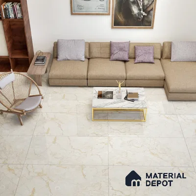 Marble Floor & Wall Tile TL 02206 Marine Beige 4 ft x 2 ft Glossy Finish Vitrified Tile - 9 mm (Random 5)