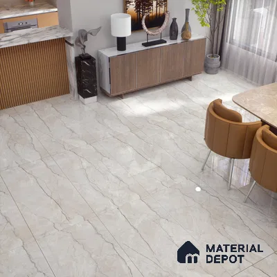 Marble Floor & Wall Tile TL 02189 Marmo Beige 4 ft x 2 ft Glossy Finish Vitrified Tile - 9 mm
