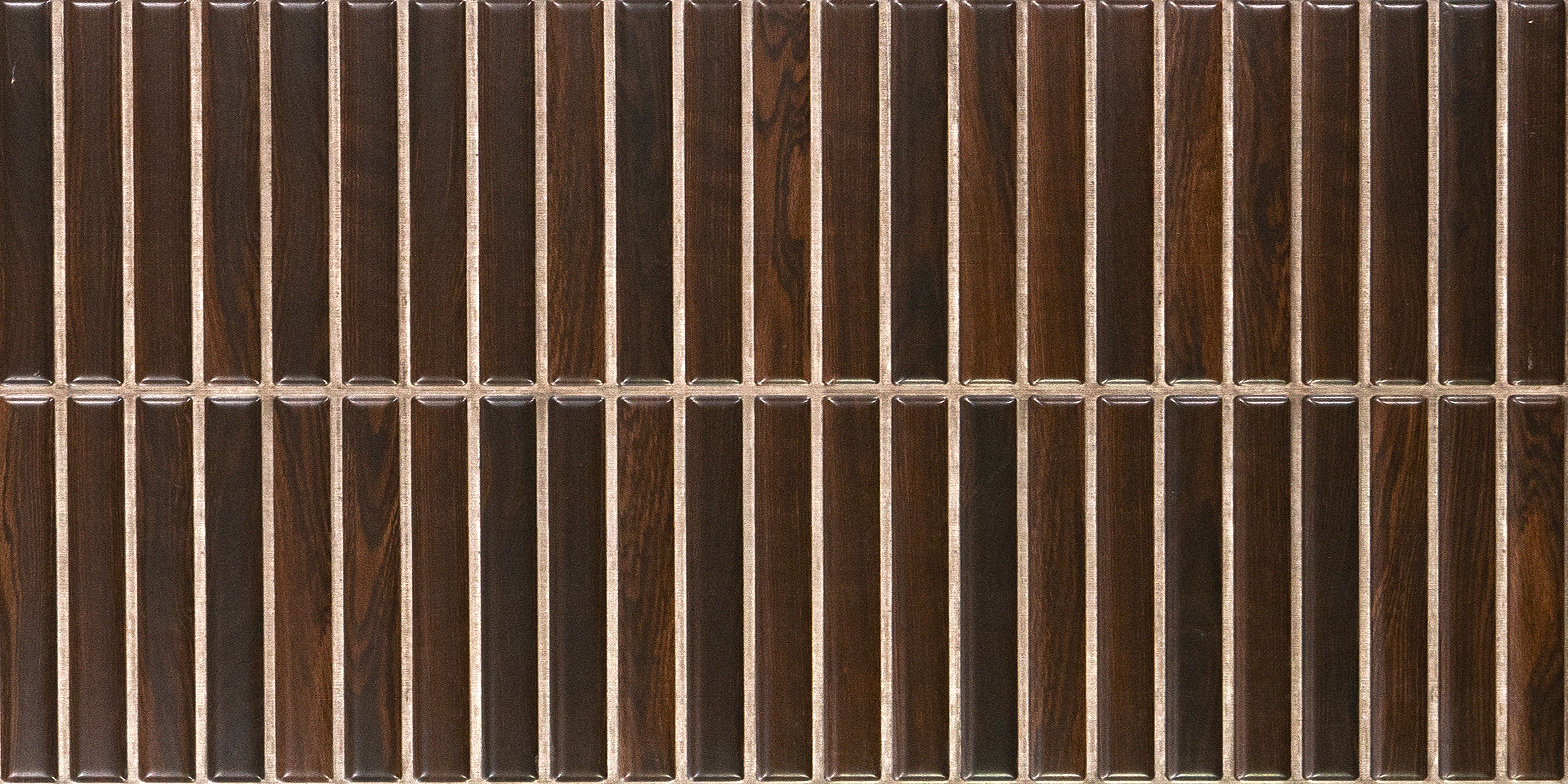 Faux Subway Wall Tile TL 05376 K Miraq Kitkat Wood Brown 2 ft x 1 ft Ceramic Matte Finish - 8 mm | Suitable For Kitchen, Bathroom Walls and Backsplashes | Image 1