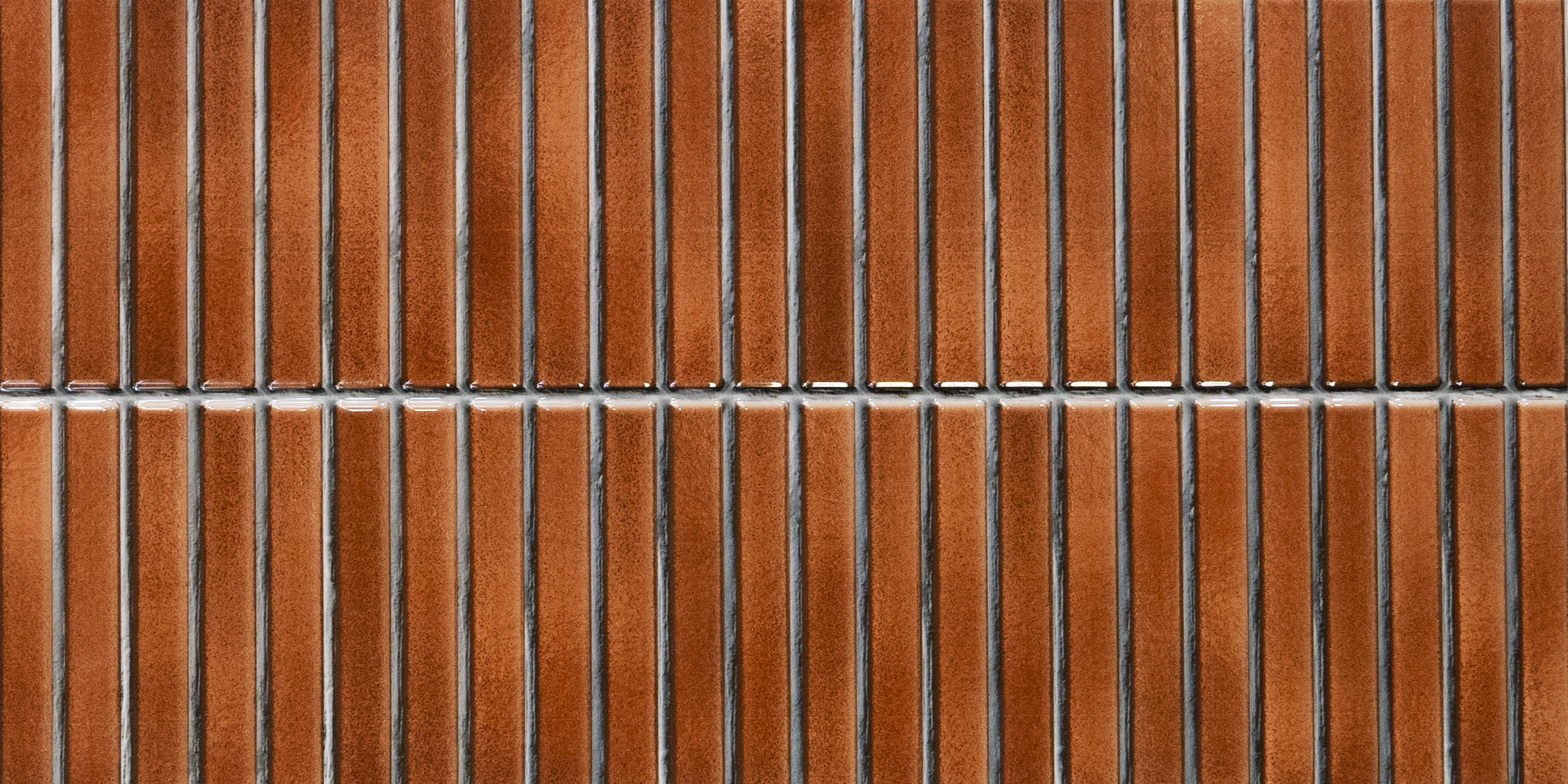 Faux Subway Wall Tile TL 05376 B Miraq Kitkat Terracotta 2 ft x 1 ft Ceramic Glossy Finish - 8 mm | Suitable For Kitchen, Bathroom Walls and Backsplashes | Image 1