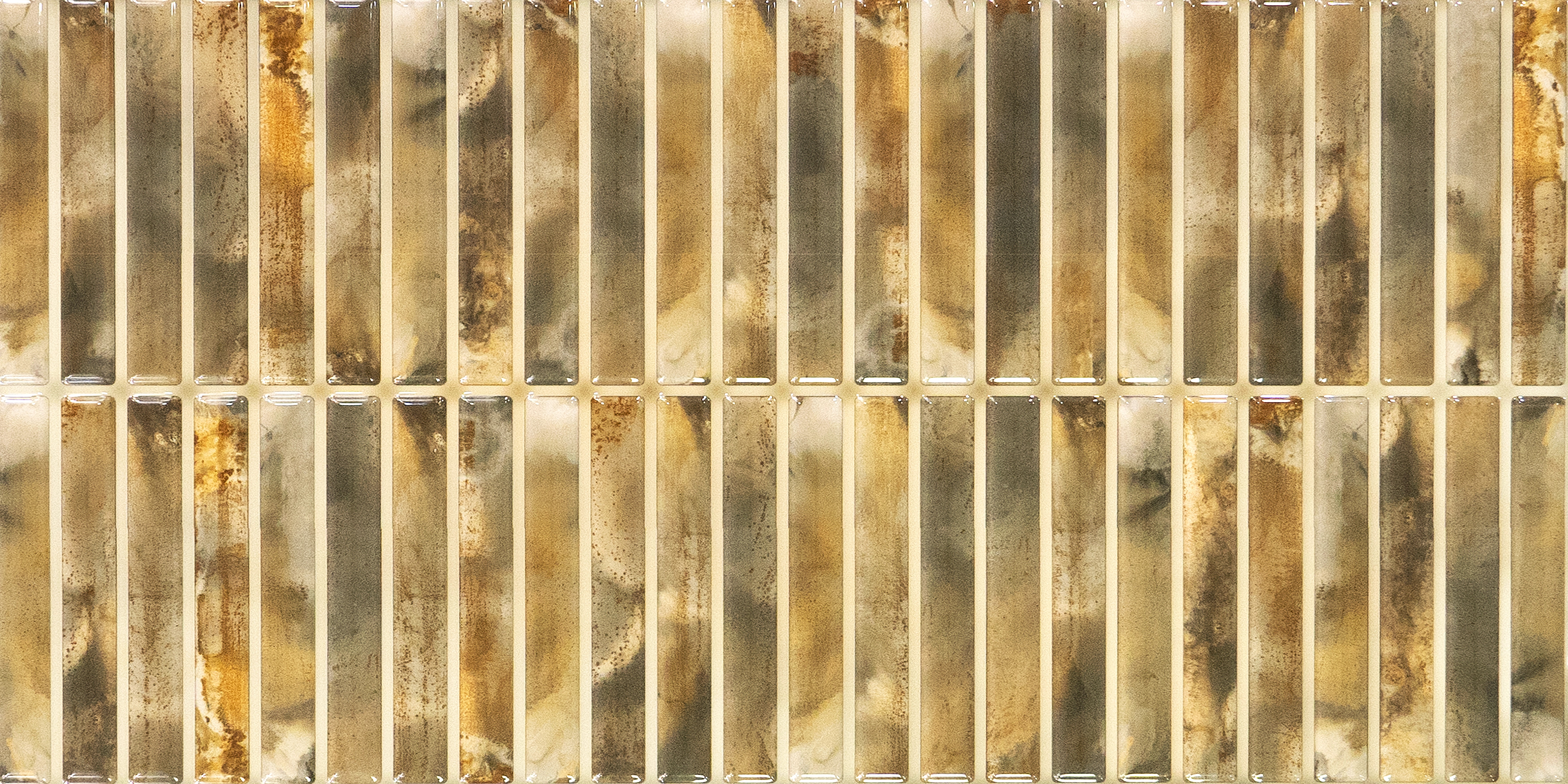 Faux Subway Wall Tile TL 05376 D Miraq Kitkat Crystal Beige 2 ft x 1 ft Ceramic Glossy Finish - 8 mm | Suitable For Kitchen, Bathroom Walls and Backsplashes | Please Expect a Slight Variation of Pattern (Sample)