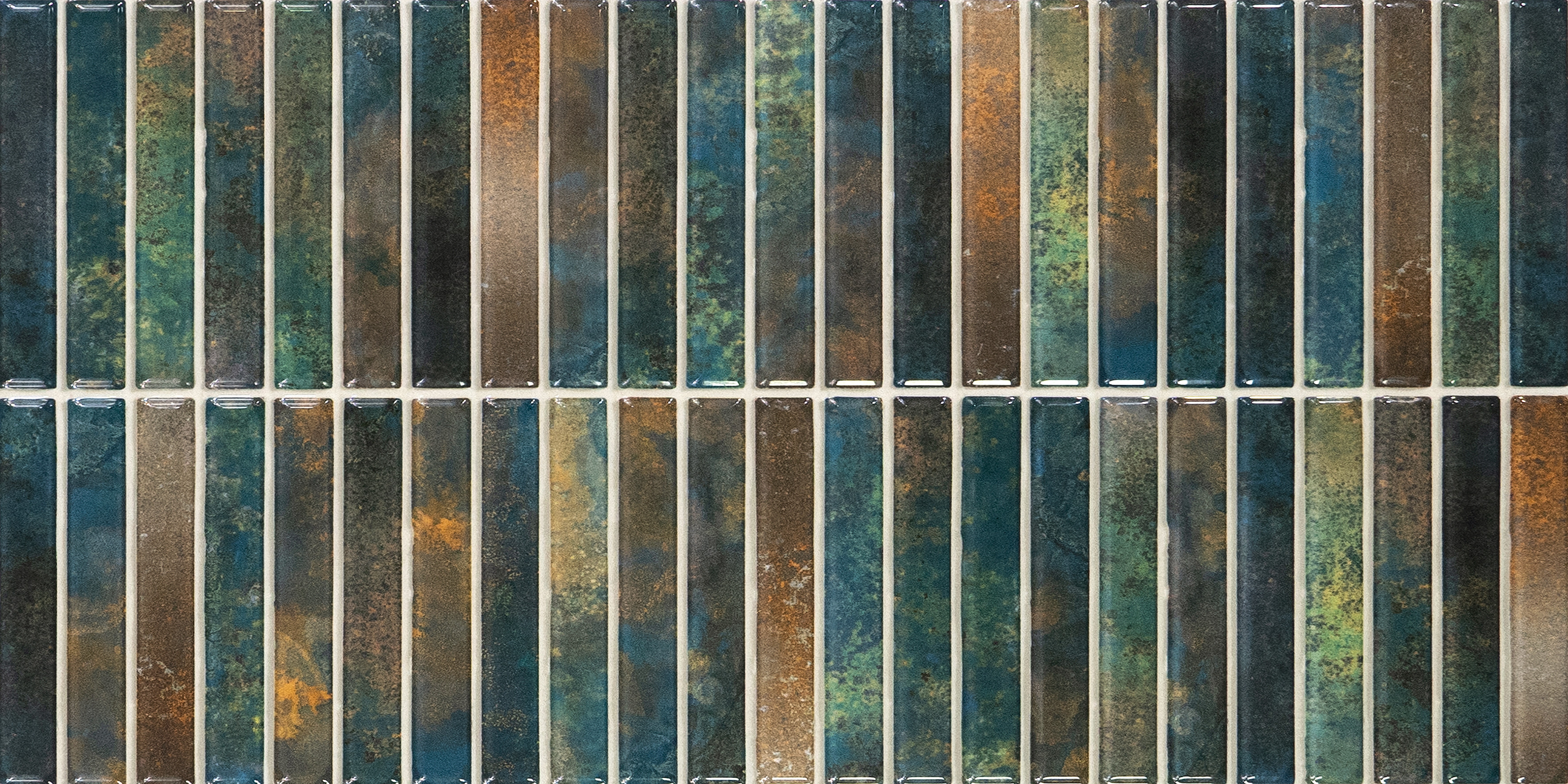 Faux Subway Wall Tile TL 05376 G Miraq KitKat Multi 2 ft x 1 ft Ceramic Glossy Finish - 8 mm | Suitable For Kitchen, Bathroom Walls and Backsplashes | Please Expect a Slight Variation of Pattern (Sample)