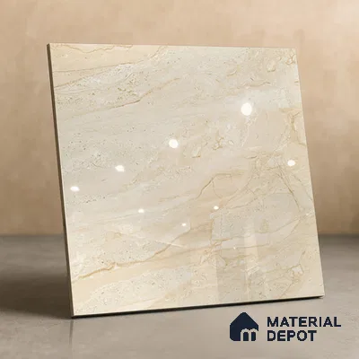 TL 02926 Marshmallow Cream 2 ft x 2 ft Glossy Finish Vitrified Floor & Wall Tile - 9.5 mm