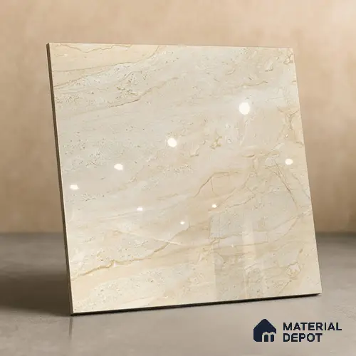 TL 02926 Marshmallow Cream 2 ft x 2 ft Glossy Finish Vitrified Floor & Wall Tile - 9.5 mm