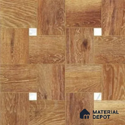 Wood Look Floor & Wall Tile TL 11375 Natural Oak Weave Parquet 2 ft x 2 ft Matte Finish Porcelain Tile - 9 mm | Suitable For Kitchen, Bedroom