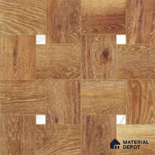 Wood Look Floor & Wall Tile TL 11375 Natural Oak Weave Parquet 2 ft x 2 ft Matte Finish Porcelain Tile - 9 mm | Suitable For Kitchen, Bedroom