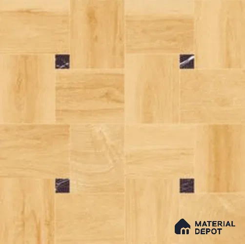 Wood Look Floor & Wall Tile TL 11374 Blonde Oak Block Parquet 2 ft x 2 ft Matte Finish Porcelain Tile - 9 mm | Suitable For Kitchen, Bedroom