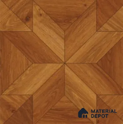 Wood Look Floor & Wall Tile TL 11373 Golden Oak Starburst Parquet 2 ft x 2 ft Matte Finish Porcelain Tile - 9 mm | Suitable For Kitchen, Bedroom