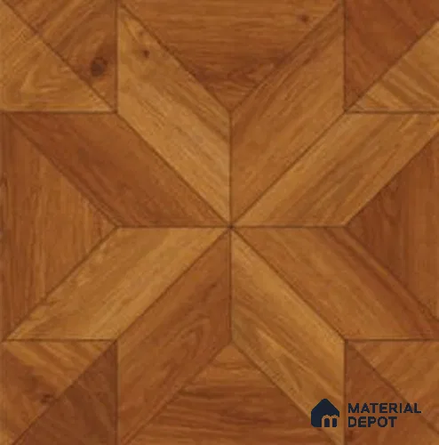 Wood Look Floor & Wall Tile TL 11373 Golden Oak Starburst Parquet 2 ft x 2 ft Matte Finish Porcelain Tile - 9 mm | Suitable For Kitchen, Bedroom