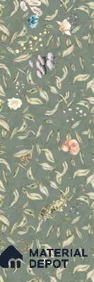 Floral Wall Tile TL 12871 G Green Botanical Grace 3 ft x 1 ft Matte Finish Ceramic Tile - 9 mm