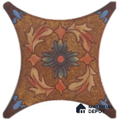 Moroccan Look Floor & Wall Insert Tile TL 11427 L Rust Cotto Floral Insert 3 inch x 3 inch Matte Finish Porcelain Tile - 9 mm | Suitable For Bathroom, Kitchen, Dining Area