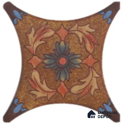 Moroccan Look Floor & Wall Insert Tile TL 11427 L Rust Cotto Floral Insert 3 inch x 3 inch Matte Finish Porcelain Tile - 9 mm | Suitable For Bathroom, Kitchen, Dining Area