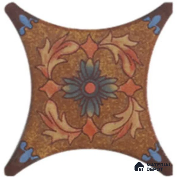 Moroccan Look Floor & Wall Insert Tile TL 11427 L Rust Cotto Floral Insert 3 inch x 3 inch Matte Finish Porcelain Tile - 9 mm | Suitable For Bathroom, Kitchen, Dining Area