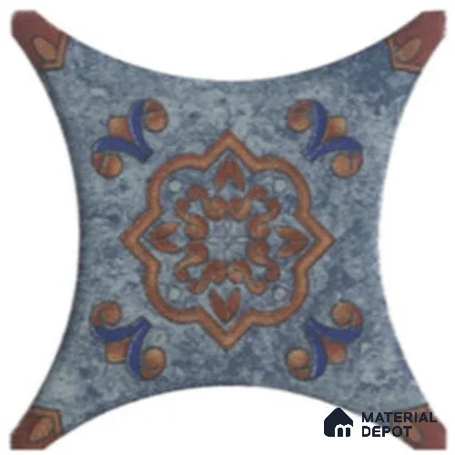 Moroccan Look Floor & Wall Insert Tile TL 11427 J Blue Medallion Insert 3 inch x 3 inch Matte Finish Porcelain Tile - 9 mm | Suitable For Bathroom, Kitchen, Dining Area