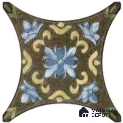 Moroccan Look Floor & Wall Insert Tile TL 11427 M Green Floral Insert 3 inch x 3 inch Matte Finish Porcelain Tile - 9 mm | Suitable For Bathroom, Kitchen, Dining Area