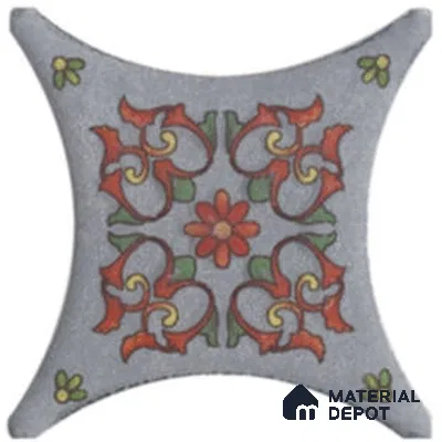 Moroccan Look Floor & Wall Insert Tile TL 11427 K Grey Floral Insert 3 inch x 3 inch Matte Finish Porcelain Tile - 9 mm | Suitable For Bathroom, Kitchen, Dining Area