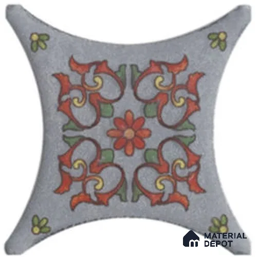 Moroccan Look Floor & Wall Insert Tile TL 11427 K Grey Floral Insert 3 inch x 3 inch Matte Finish Porcelain Tile - 9 mm | Suitable For Bathroom, Kitchen, Dining Area