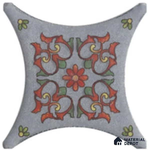 Moroccan Look Floor & Wall Insert Tile TL 11427 K Grey Floral Insert 3 inch x 3 inch Matte Finish Porcelain Tile - 9 mm | Suitable For Bathroom, Kitchen, Dining Area